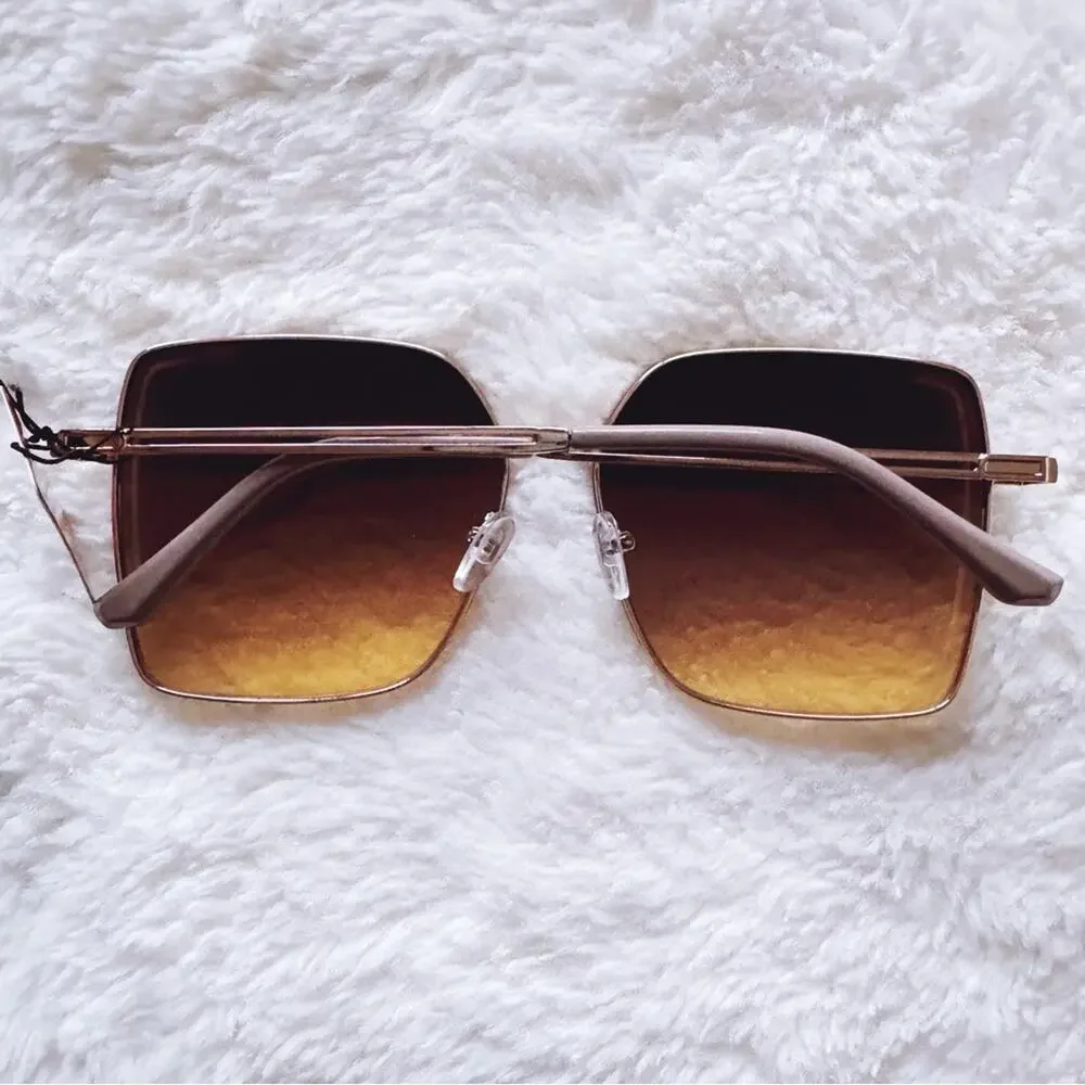 Monica Clear Brown Geometric Sunglasses